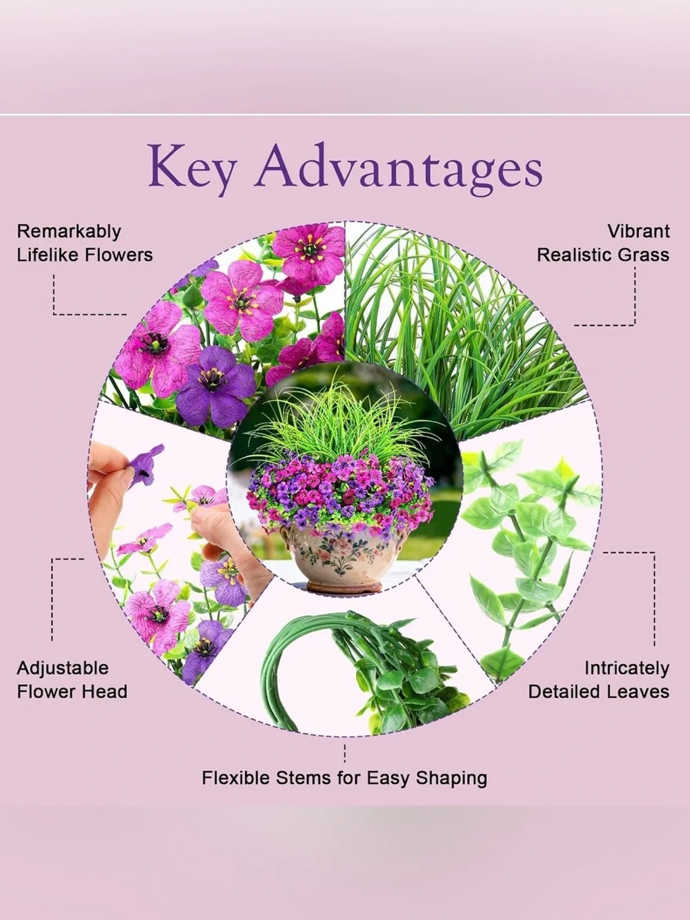 NIB Artificial Flowers for Outdoors UV Resistant - 2 sets